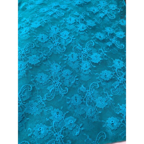 Turquoise Floral Lace Fabric 1 yards 45" wide Sewing Craft Projects - Picture 3 of 4